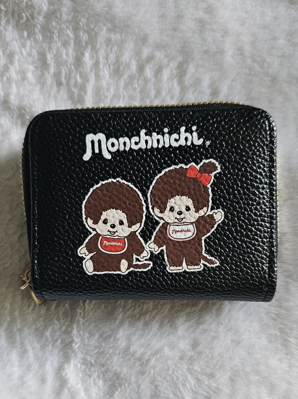 Black Monchhichi ziparound wallet